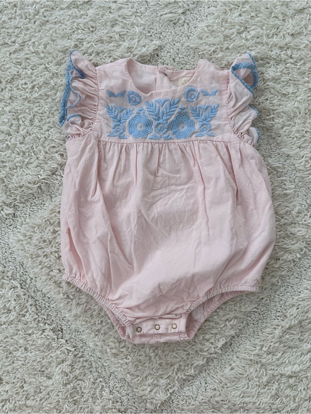 Louise Misha Baby Embroidered Cotton Playsuit